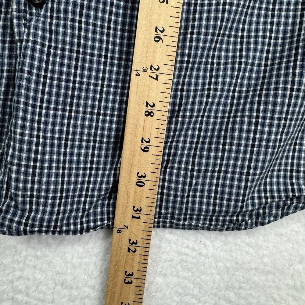 Nautica Jeans Company Button Down Mens Large Blue White Gingham Long Sleeve - Picture 9 of 10
